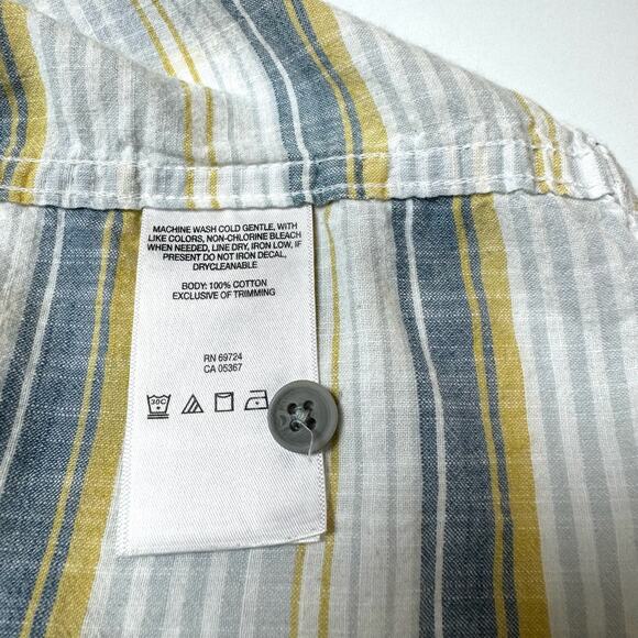 COLUMBIA Men's Button Up Shirt Blue Yellow Striped Short Sleeve Size XL - Picture 8 of 8